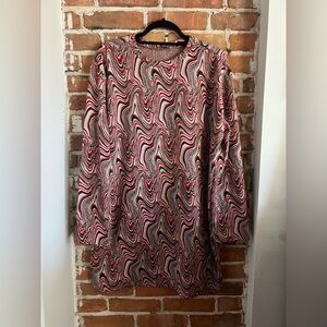 Zara Red and Green Swirl Long Sleeve Dress